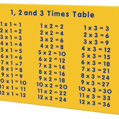 1 2 AND 3 TIMES TABLE PLAY PANEL