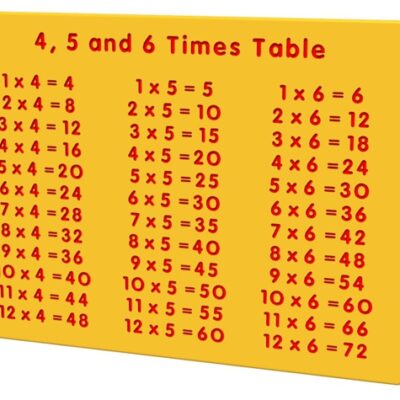 4 5 AND 6 TIMES TABLE PLAY PANEL