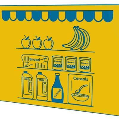GROCERS SHOP SHELVES PLAY PANEL