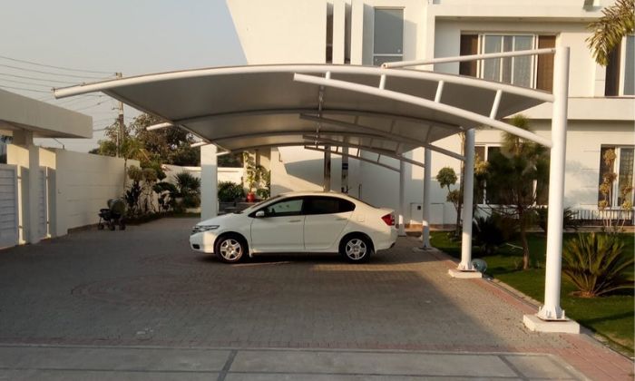 Folded arch car parking shades